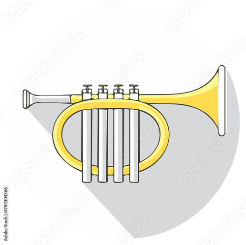 Stylized Trumpet Illustration with Shadows for Musical Designs and Graphics