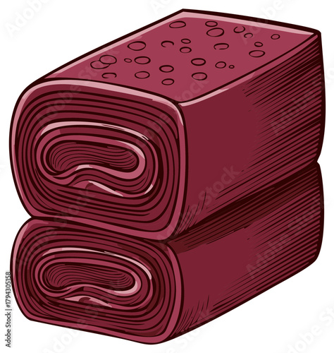 Stacked fruit leather rolls dessert treat confectionery, sweet snacks stack cartoon illustration