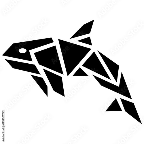 Polygonal Predator, Geometric Low Poly Orca Design