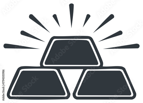 Shining gold bars icon representing wealth, success, and investment in finance and treasure concepts