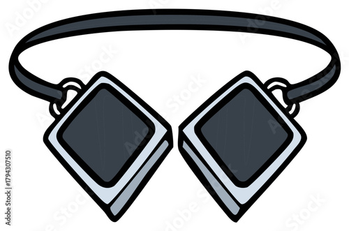 Futuristic diamond shaped sunglasses or goggles in a cool anime cartoon style vector illustration