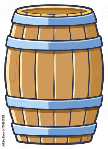 Cartoon Wooden Barrel Illustration