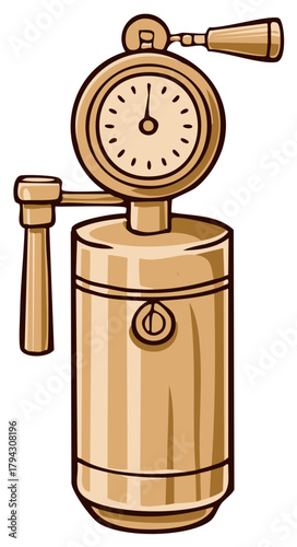 Vintage Hand Cranked Brass Dynamometer with Gauge Indicator Graphic