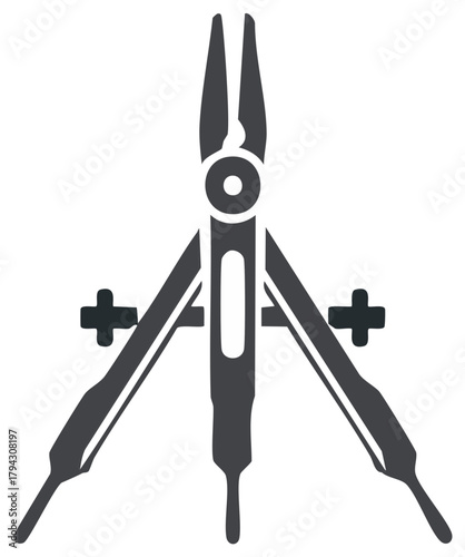 Multitool symbol, multifunctional instrument, plier equipment tool vector icon.