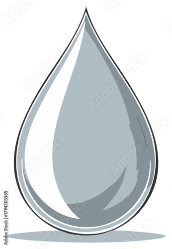 Stylized clear water drop illustration depicting liquid freshness and purity concept
