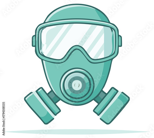 Cartoon Gas Mask Respirator Illustration for Hazard and Safety Protection