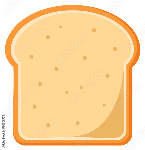 Slice of bread illustration style shows a loaf of processed bread in a light yellow color with light brown crust