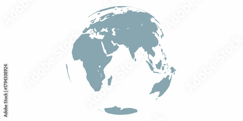 Stylized globe with continents of africa asia and australia on a white background