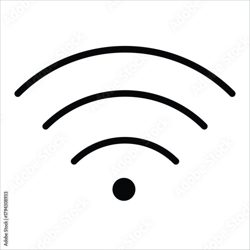 Wireless internet signal icon representing wi-fi connection symbol