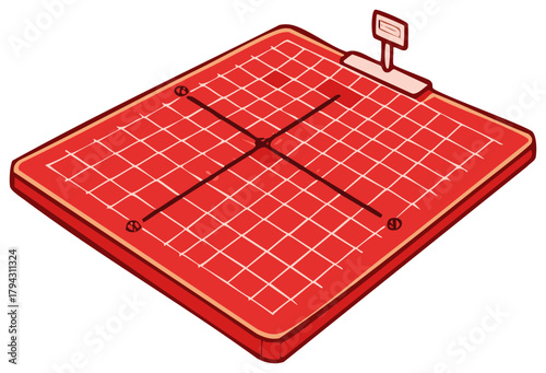 Cartesian coordinate grid on a clipboard with marked points and axes