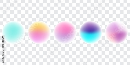 Bright colorful circle gradient set. Round blur gradation background collection. Iridescent radial blurry shape pack for poster, banner, leaflet, brochure. Modern