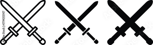 Medieval Battle Fight Conflict Competition Strategy Crossed Sword Weapon Icon Vector Silhouette and Pictogram..eps