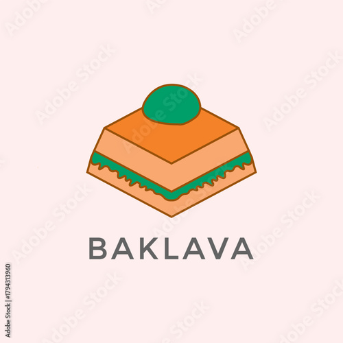 Baklava Dessert Piece  Isometric Food Illustration Icon