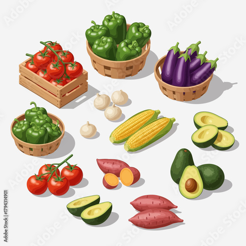 Vibrant assortment of fresh produce, a colorful vegetable still life