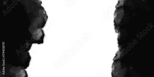 Black watercolor ink border background with white center space