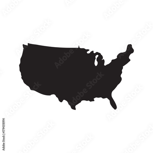 Black silhouette of the contiguous united states map