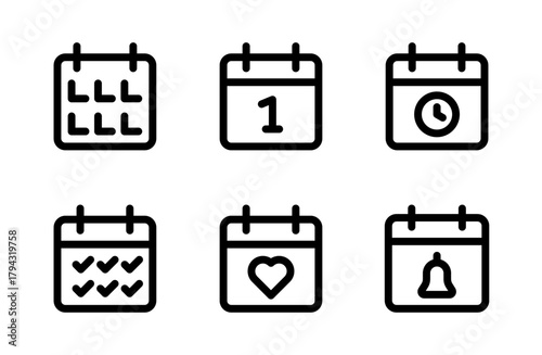 Modern Time Icon Set for Schedule and Clock Design Projects, Minimal Watch Illustration Collection for Productivity and Deadline Concepts