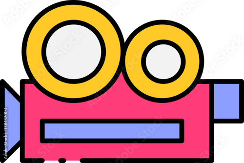 Vintage Style Video Camera Icon Illustration