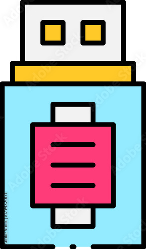 USB Flash Drive Icon Vector - Digital Storage and Data Transfer Technology