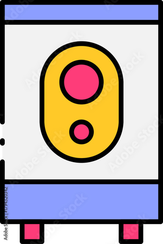 Modern water heater icon with hot water tank indicator, simple design