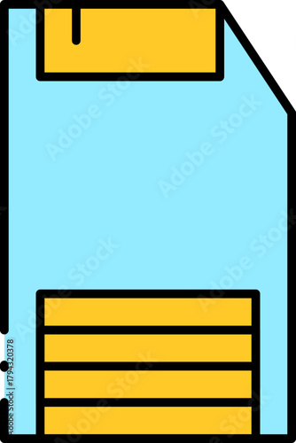 Creative illustrative minimalist floppy disk icon design for technology and data storage