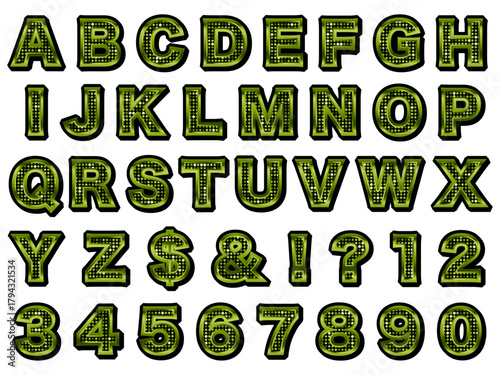 ミラータイル3、文字フチ影、4黄緑