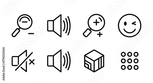 Vector icon set of simple line icons for user interface