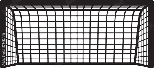 Black soccer goal net with white squares sport game