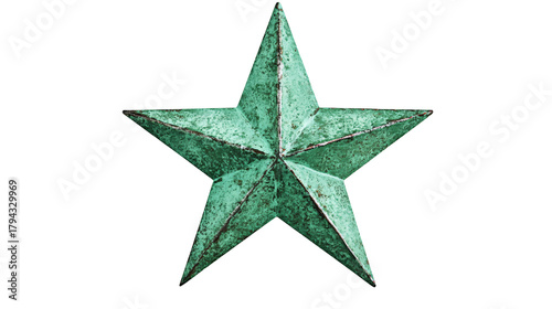 Teal Rustic Metal Star on Transparent Background