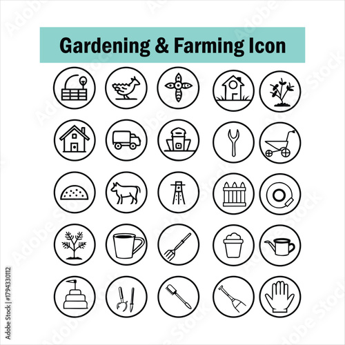 Gardening and Farming Icon Set