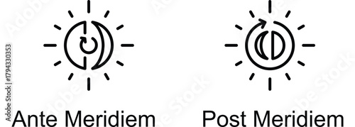 Time Of Ante Meridiem and Post Meridiem banner web icon vector illustration