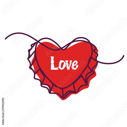 Heart Shaped Soda Bottle Caps one line drawing. Heart Shaped Soda Bottle Caps single line illustration. Heart Shaped Soda Bottle Caps minimalist line art