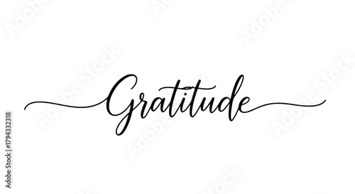 Elegant one line continuous drawing of the word Gratitude. Minimalist modern calligraphy vector illustration for print and web design e