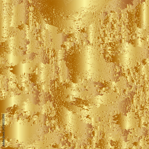 Metallic gold Grunge textured background with shimmering abstract pattern and rich gradient shin.Trendy wall texture. Luxury design, premium branding, packaging, digital art 