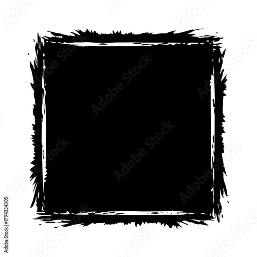 black grunge vector frame with rough texture and splatter design