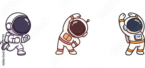 astronauts stretching and warming up