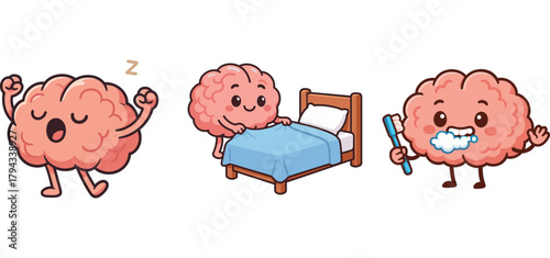 cute brain waking up and getting ready for bed