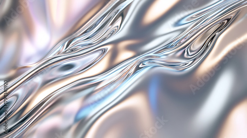 Silver chrome liquid metal abstract ripple surface for modern design use