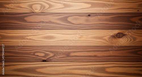 Horizontal planks of wood with a light and dark brown color variation seen