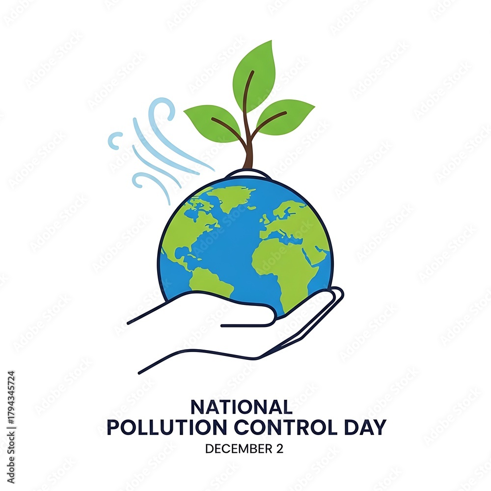 Fototapeta premium Hand holds earth with sprout for national pollution control day