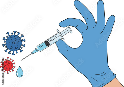 Medical syringe, vaccination concept, virus prevention, healthcare illustration, immunization design, disease protection, public health, cad drawing flat vector illustration