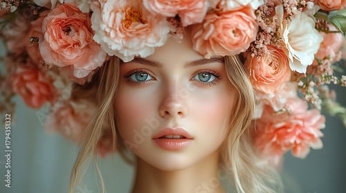 Woman with floral crown portrait