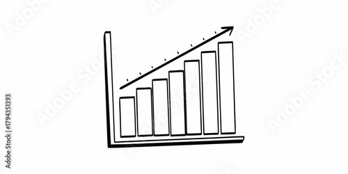 Illustration of a bar graph showing an upward trend with an arrow indicating growth and success rate