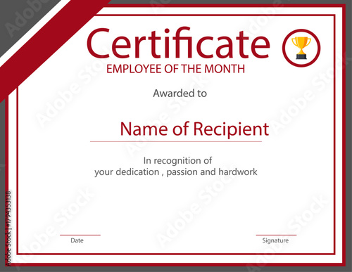 Best Employee Of The Month Certificate Vector Image
