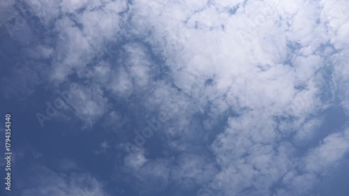 Time lapse clouds moving across blue sky featuring soft shapes natural light fast motion and atmospheric scenery representing weather pattern nature background and peaceful outdoor environment