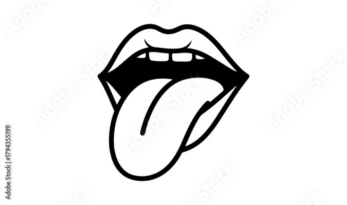 Female mouth with tongue out on white background