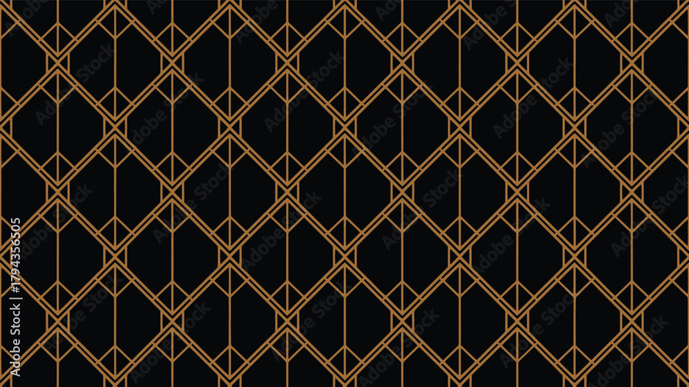 Naklejka premium Black and gold geometric art deco pattern background