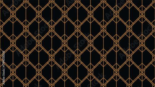 Black and gold geometric art deco pattern background