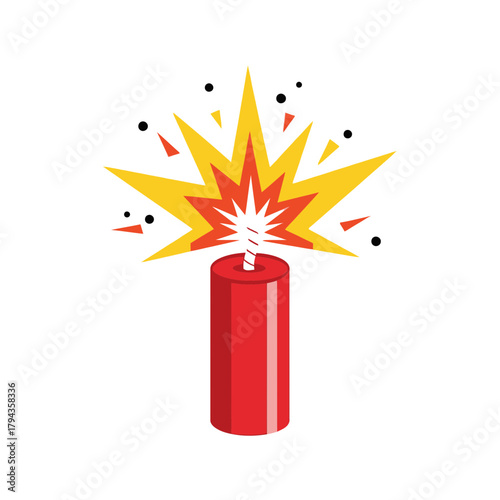 Illustration of a red dynamite stick with a lit fuse and explosion.