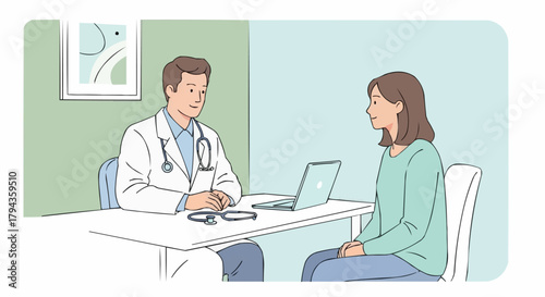 Doctor Consults with Patient in Office Setting.